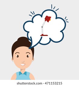 woman technology bublle speak vector illustration design