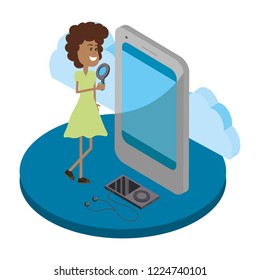 woman and technology isometric