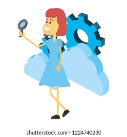 woman and technology isometric