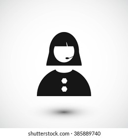 Woman with telephone headset icon