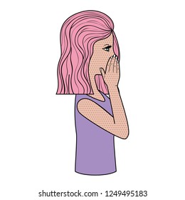 woman telling a secret avatar character