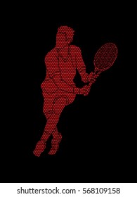 Woman tennis player action designed on line rainbows background graphic vector.