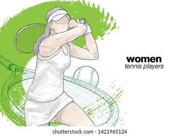 woman tennis player vector illustration. sport background design. tennis wallpaper