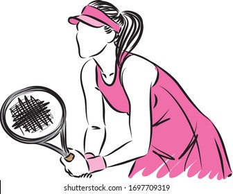 woman tennis player vector illustration