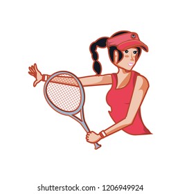 woman tennis playing with racket