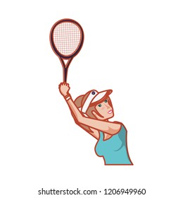 woman tennis playing with racket