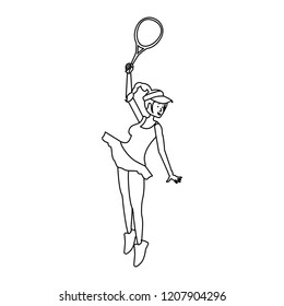 woman tennis playing with racket