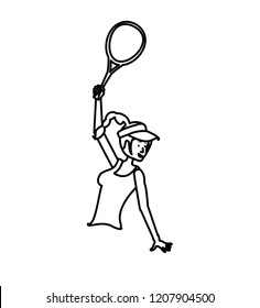 woman tennis playing with racket