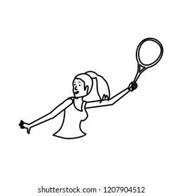 woman tennis playing with racket