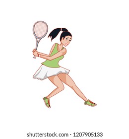 woman tennis playing with racket