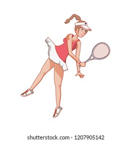 woman tennis playing with racket