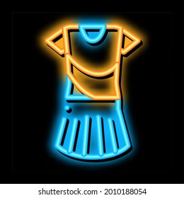 Woman Tennis Suit neon light sign vector. Glowing bright icon Woman Tennis Suit sign. transparent symbol illustration