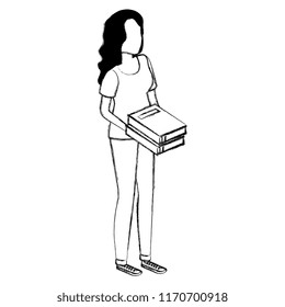 woman with text books