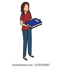 woman with text books