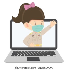 Woman Thai teacher Online Education Classroom