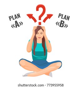Woman that sits and builds plans in mind