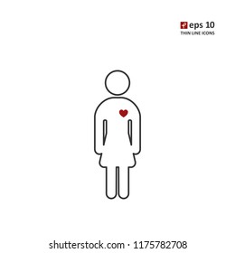 Woman - thin line icon on white background. Symbol for web, infographics, print design and mobile UX/UI kit. Vector illustration, EPS10.