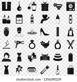 Woman thing icons set. Simple style of 36 woman thing vector icons for web for any design