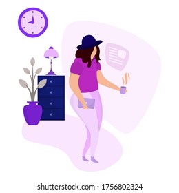 woman is thinking about application concept illustration