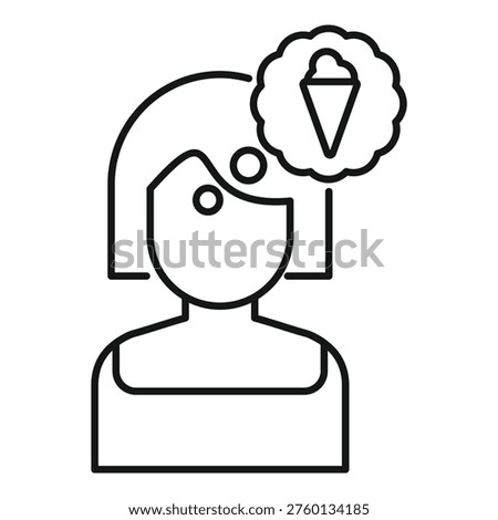 Woman thinking about having an ice cream cone, illustrating desire or food craving