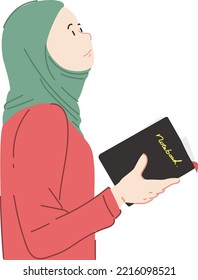 a woman is thinking about her plan in a notebook