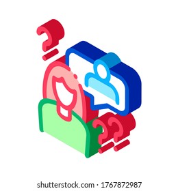Woman Thinking About Man Icon Vector. Isometric Woman Thinking About Man sign. color isolated symbol illustration