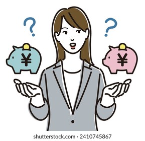 A woman thinking about managing money
