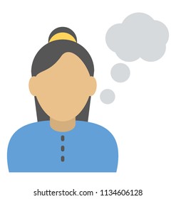 
Woman thinking thinking or dreaming with empty bubble or cloud 
