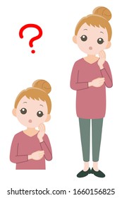 Una mujer está pensando con una marca Hatena.
