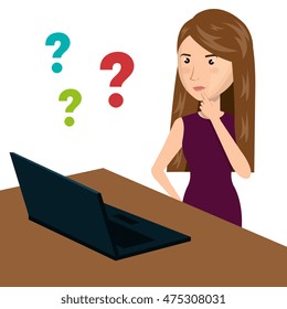 woman thinking icon vector illustration design