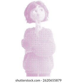 A woman is thinking or imagining an attractive target or discount offer in retro modern halftone cartoon