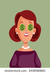 
Woman Thinking of Making More Money vector Character. Wealthy wife thinking about monetary gain after divorce
