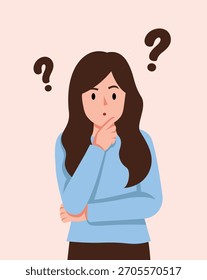 Mujer pensando con signo de interrogación