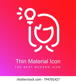 Woman Thinking red and pink gradient material white icon minimal design