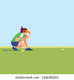 a woman is thinking strategy while playing golf