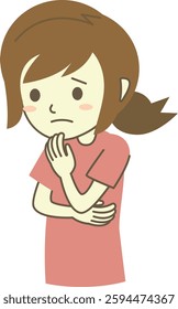 A woman thinking with a troubled expression