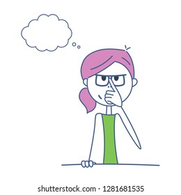 Woman thinking. Vector.