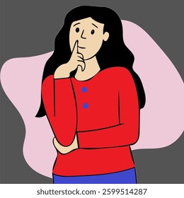 woman thinking what to do decision making design illustration 