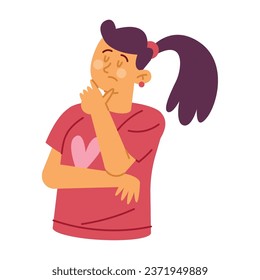 woman thinking worried design vector isolated