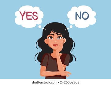 
Woman Thinking Yes or No Response Vector Cartoon Character
Indecisive girl overthinking the answer to a simple question

