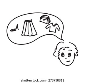 woman thinks of a dress