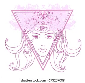 Woman with third eye, psychic supernatural senses