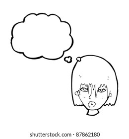woman with thought bubble cartoon