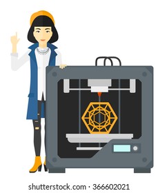 Woman With Three D Printer.