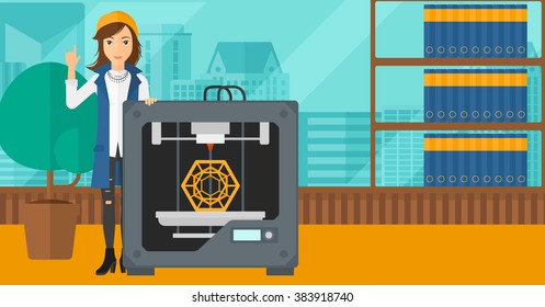 Woman with three D printer.