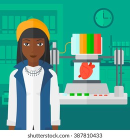 Woman with three D printer.