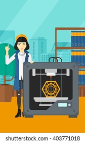 Woman with three D printer.