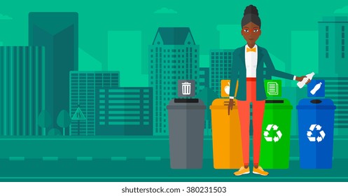 Woman throwing bottle.