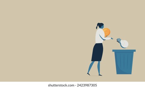 Woman is throwing out the old idea of light bulbs.