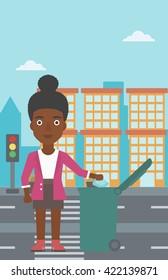 Woman throwing trash.